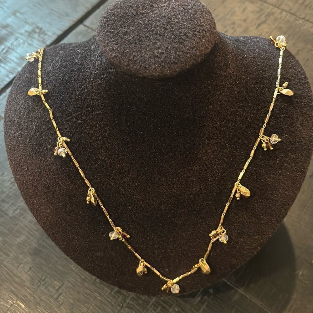 BP. Nordstrom Long Gold Tone Dangle Station Bead Beaded Necklace New​
